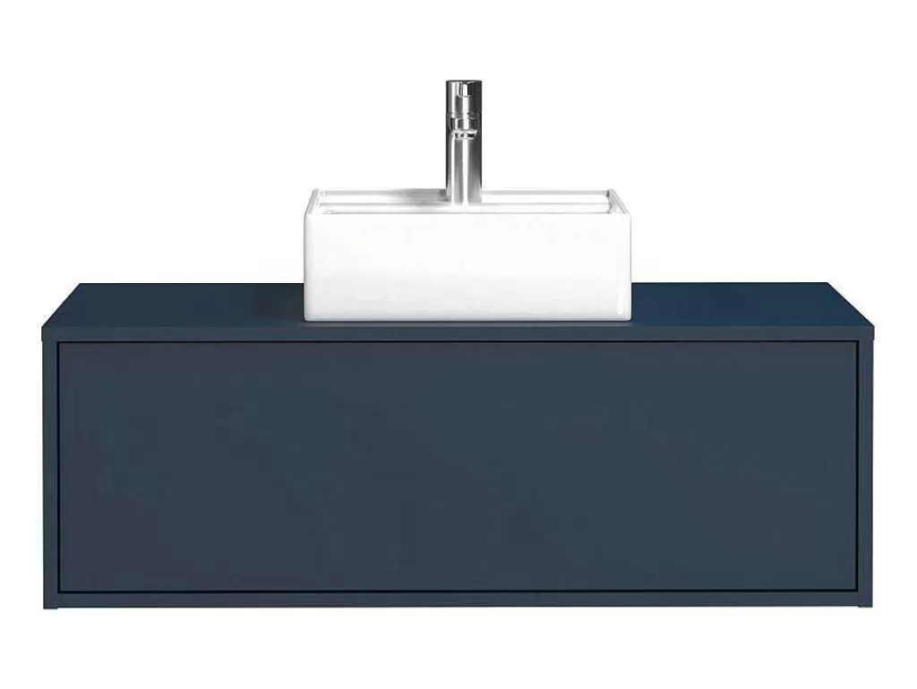Móvel Lavatório Individual*Vente-unique Móvel De Casa De Banho Suspenso Cor Azul-Escuro Com Lavatório Individual 94 Cm - Teana Ii