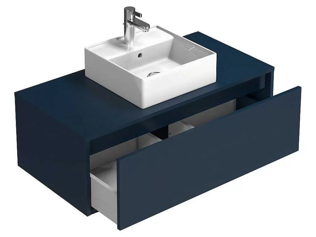 Móvel Lavatório Individual*Vente-unique Móvel De Casa De Banho Suspenso Cor Azul-Escuro Com Lavatório Individual 94 Cm - Teana Ii