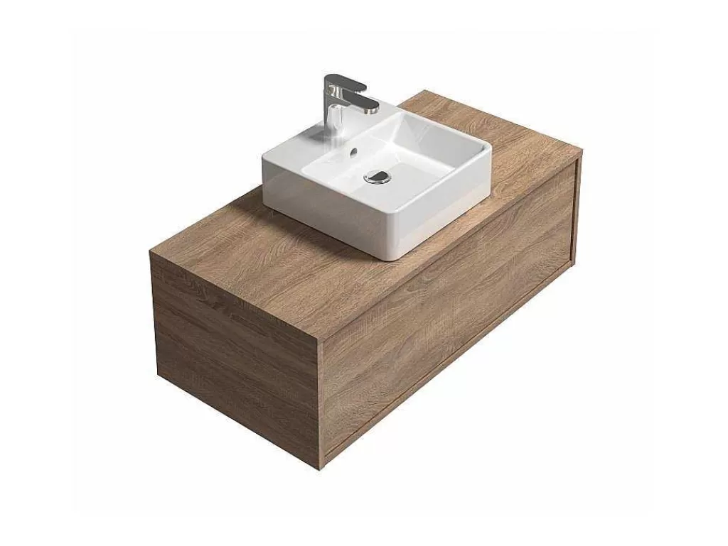 Móvel Lavatório Individual*Vente-unique Móvel De Casa De Banho Suspenso Cor Natural Claro Com Lavatório Individual - Teana