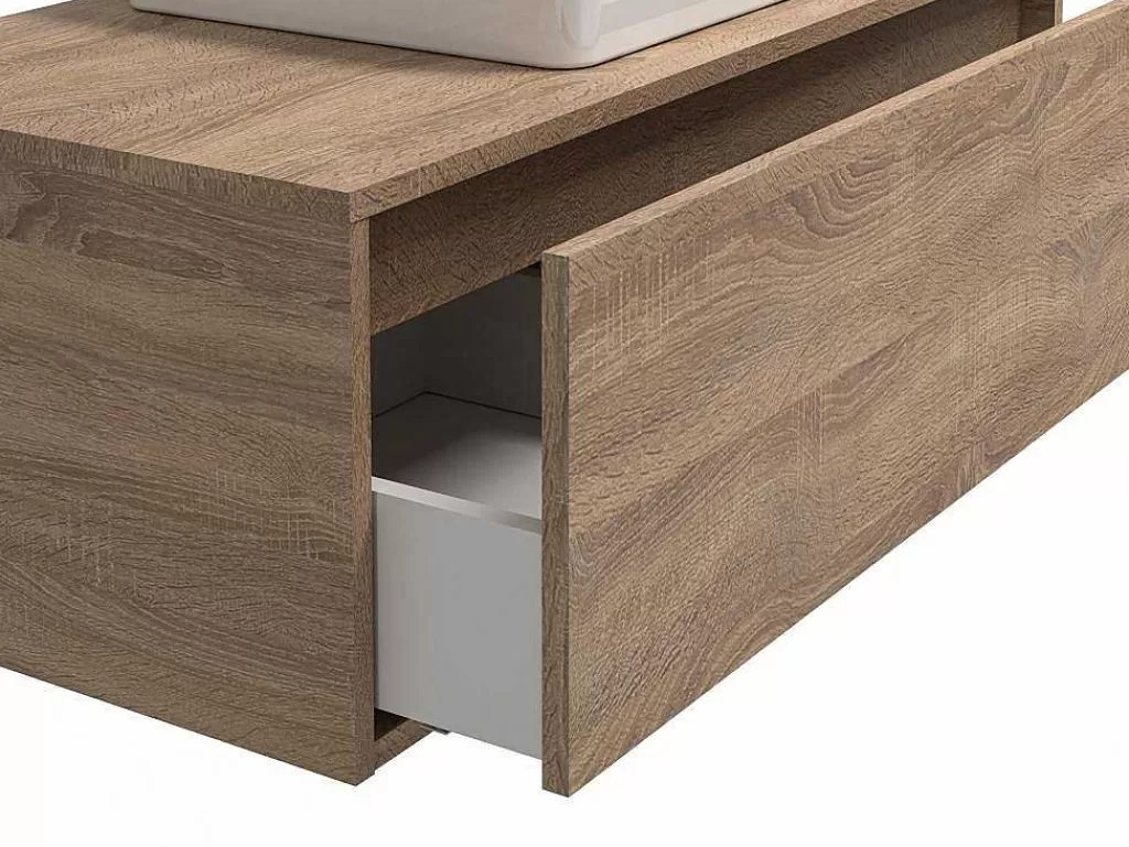 Móvel Lavatório Individual*Vente-unique Móvel De Casa De Banho Suspenso Cor Natural Claro Com Lavatório Individual - Teana
