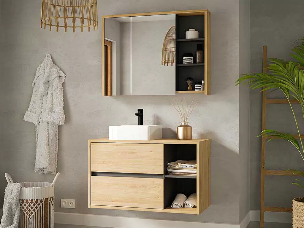 Móvel Para Lavatório*Vente-unique Móvel De Casa De Banho Suspenso Cor Natural De 100 Cm - Purnal