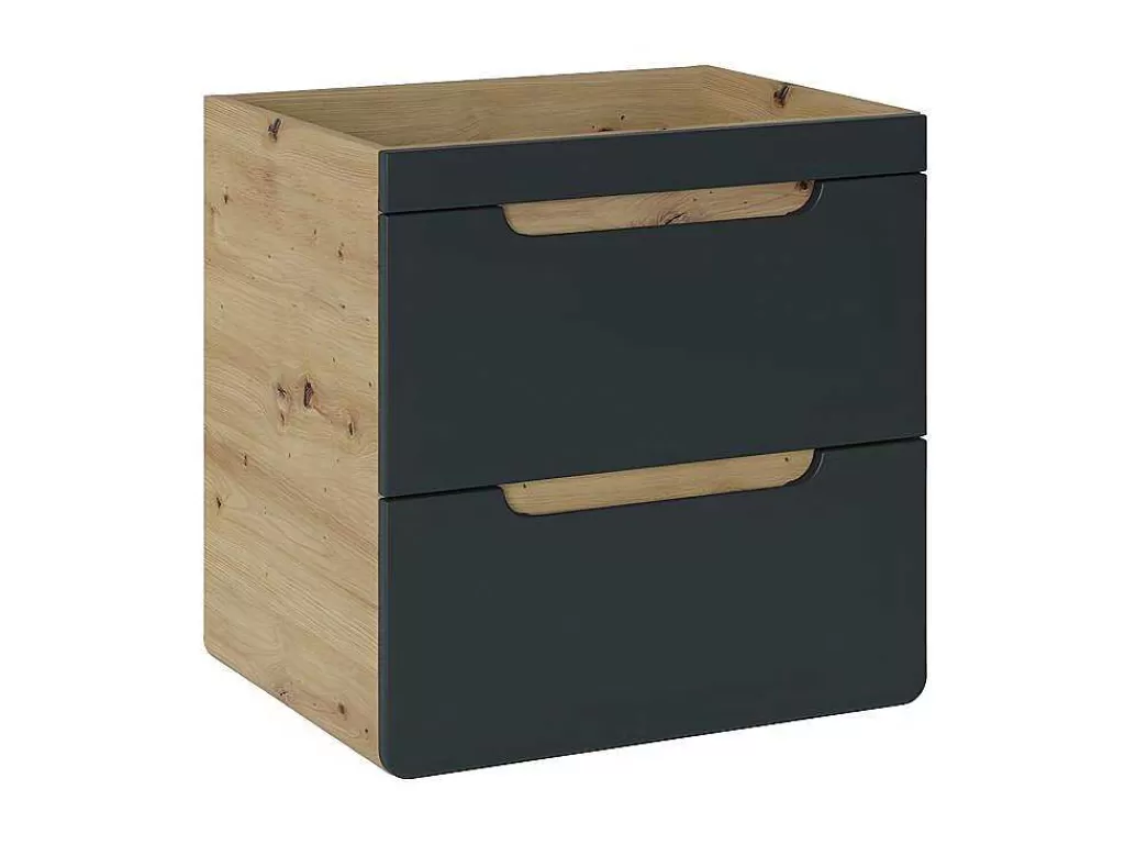 Móvel Para Lavatório*Vente-unique Móvel De Casa De Banho Suspenso Cor Natural E Antracite De 60 Cm - Aruba