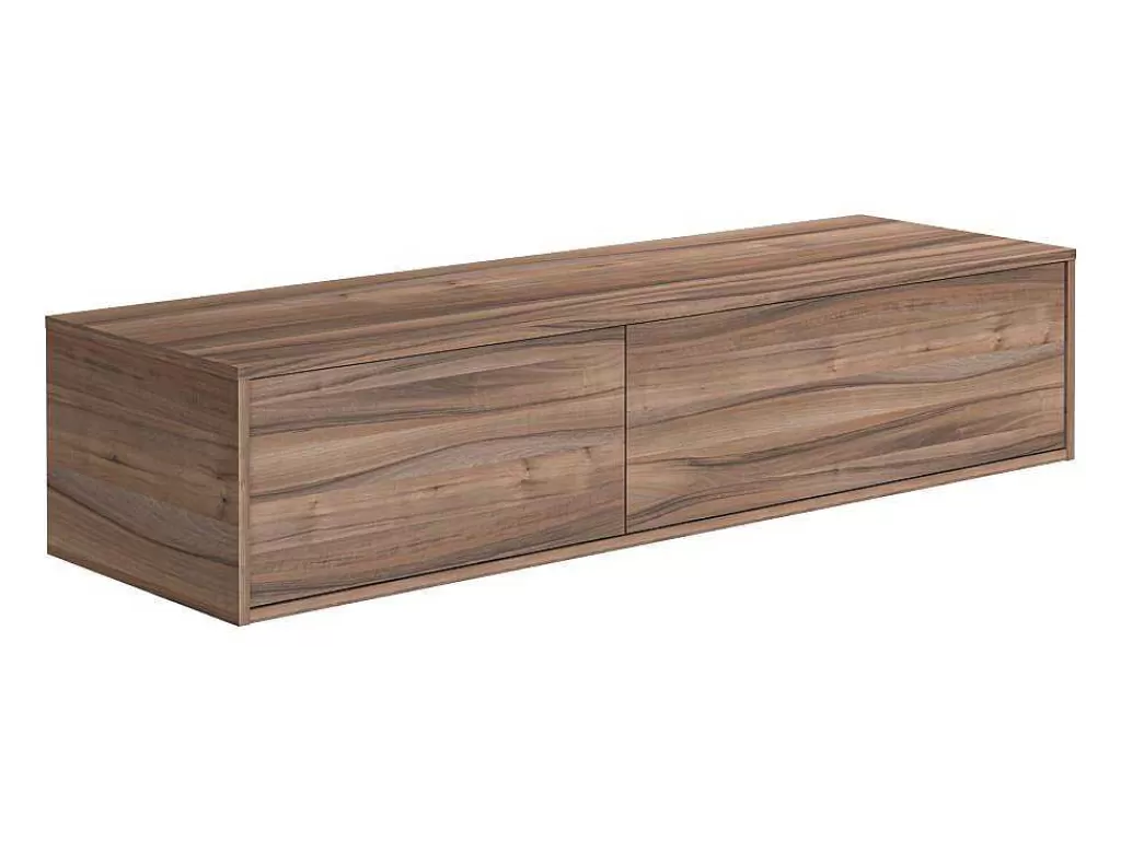 Móvel Lavatório Duplo*Vente-unique Móvel De Casa De Banho Suspenso Cor Natural Escura Com Lavatório Duplo C150 Cm - Isaure Ii
