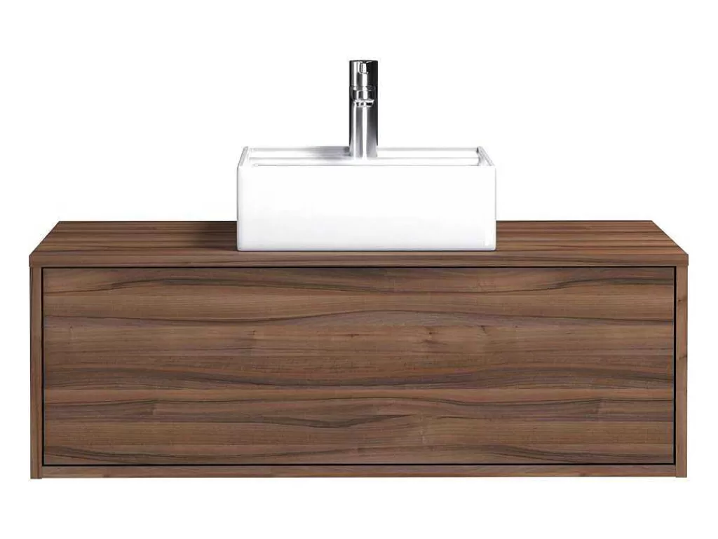Móvel Lavatório Individual*Vente-unique Móvel De Casa De Banho Suspenso Cor Natural Escura Com Lavatório Individual 94 Cm - Teana Ii