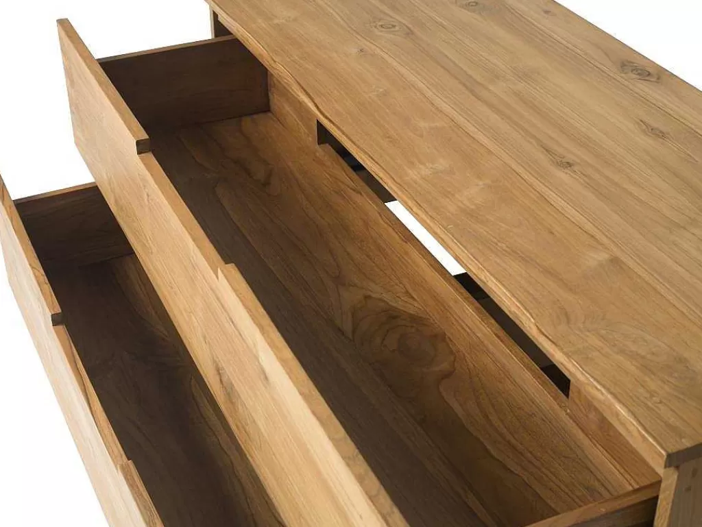 Móvel Lavatório Duplo*Vente-unique Móvel De Casa De Banho Suspenso Em Teca Clara Com Lavatório Duplo Com 2 Gavetas De 115 Cm - Bimbing