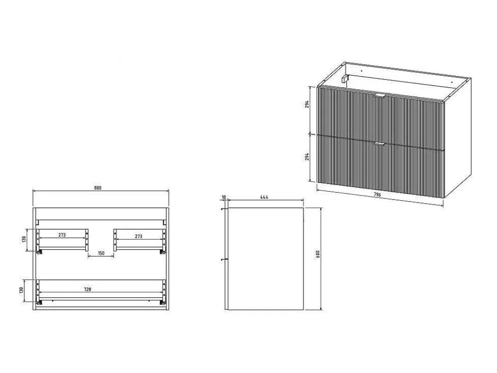 Móvel Lavatório Individual*Vente-unique Móvel De Casa De Banho Suspenso Estriado Com Lavatório De Encastrar Branco C80 Cm - Zevini