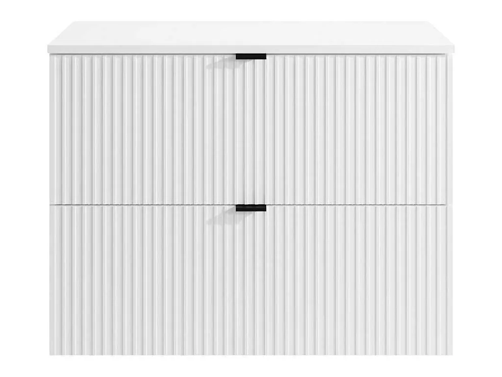 Móvel Lavatório Individual*Vente-unique Móvel De Casa De Banho Suspenso Estriado Com Lavatório De Pousar Branco C80 Cm - Zevini