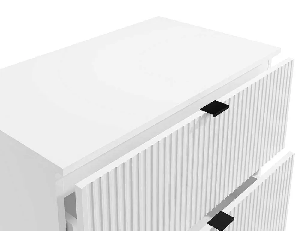 Móvel Lavatório Individual*Vente-unique Móvel De Casa De Banho Suspenso Estriado Com Lavatório De Pousar Branco C80 Cm - Zevini