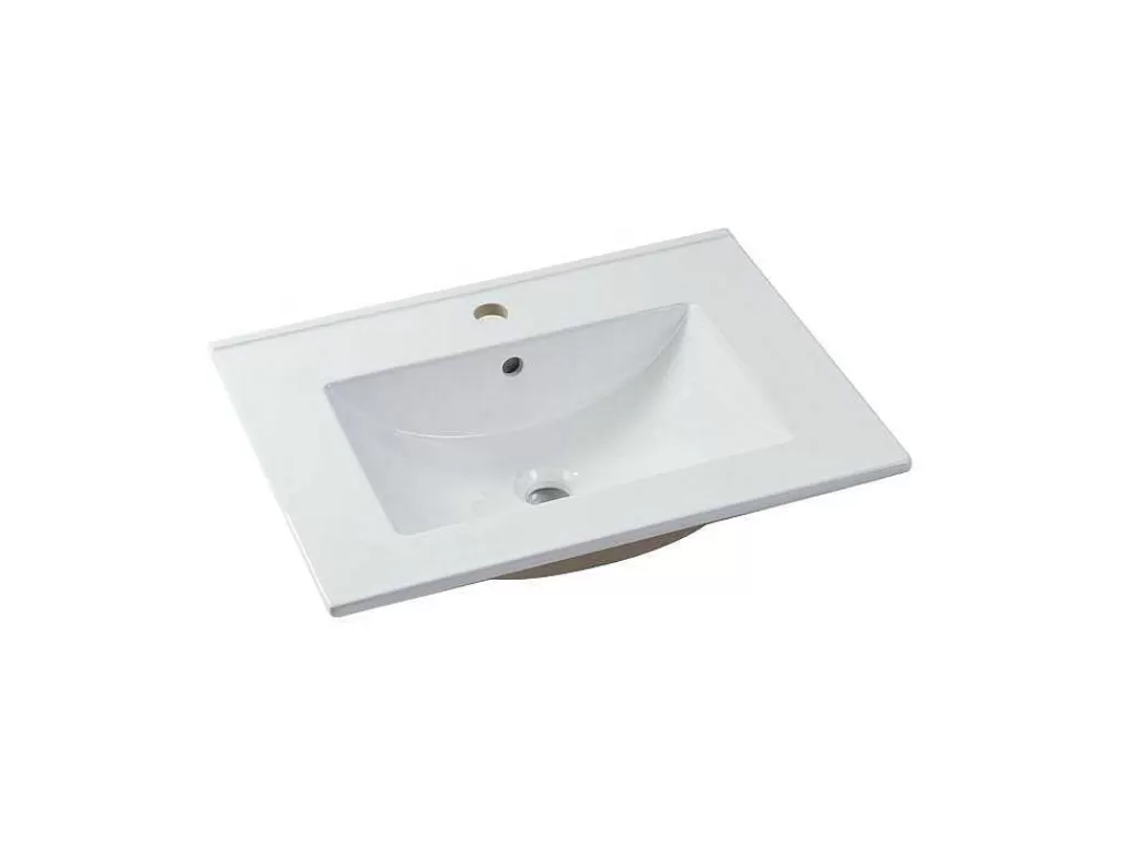 Móvel Lavatório Individual*Vente-unique Móvel De Casa De Banho Suspenso Estriado Com Lavatório Embutido, Natural Claro, L60 Cm - Zevara