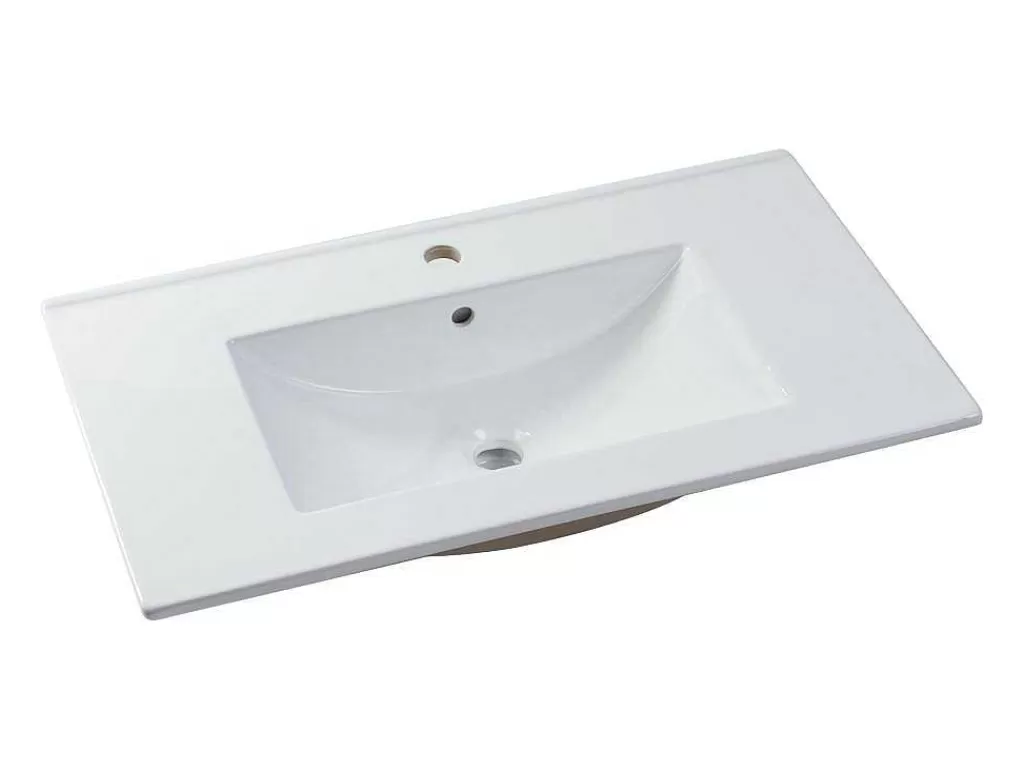 Móvel Lavatório Individual*Vente-unique Móvel De Casa De Banho Suspenso Estriado Cor-De-Rosa Com Lavatório De Encastrar 80 Cm - Satara