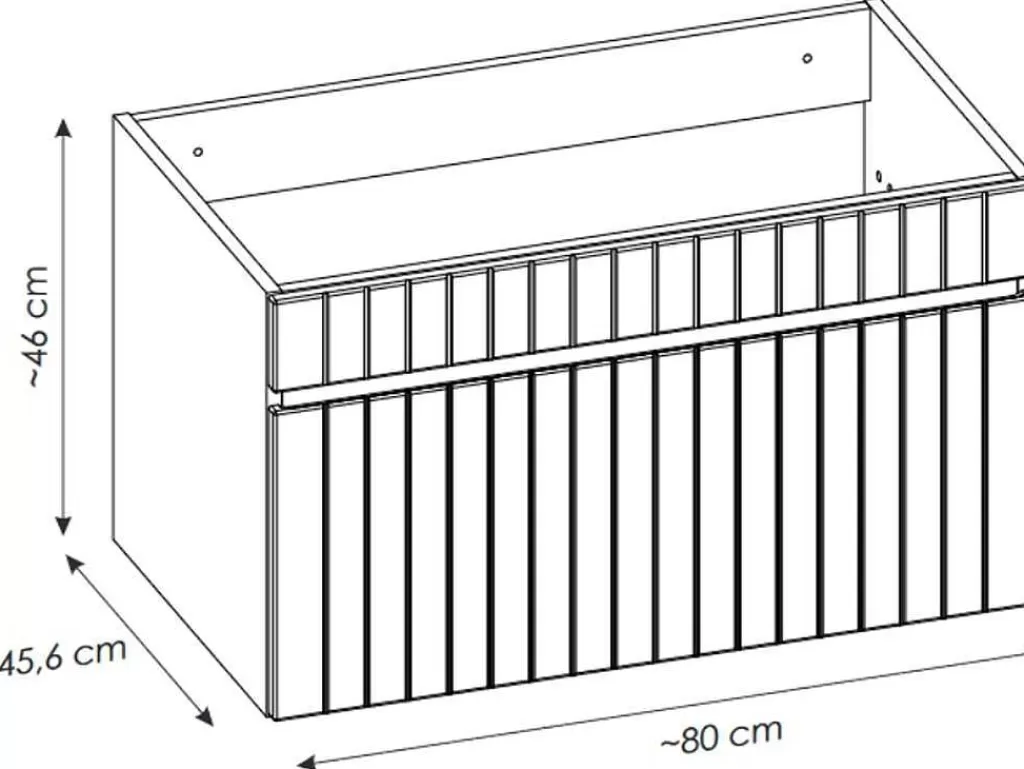 Móvel Lavatório Individual*Vente-unique Móvel De Casa De Banho Suspenso Estriado Cor-De-Rosa Com Lavatório De Encastrar 80 Cm - Satara