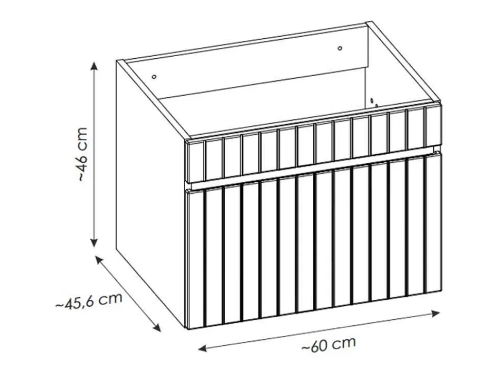 Móvel Lavatório Individual*Vente-unique Móvel De Casa De Banho Suspenso Estriado Cor-De-Rosa Com Lavatório De Pousar 60 Cm - Satara