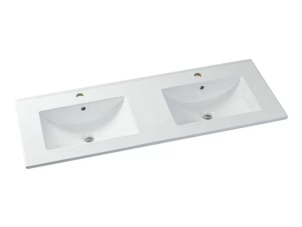 Móvel Lavatório Duplo*Vente-unique Móvel De Casa De Banho Suspenso Estriado Lavatório De Encastrar Natural Claro 120 Cm - Zevara