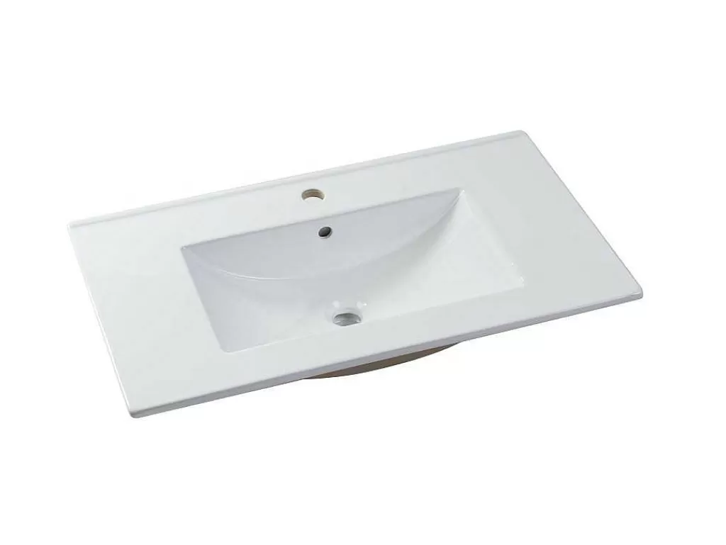 Móvel Lavatório Individual*Vente-unique Móvel De Casa De Banho Suspenso Estriado Lavatório De Encastrar Natural Claro 80 Cm - Zevara