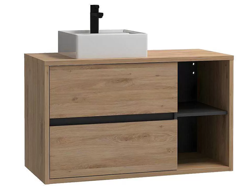 Móvel Lavatório Individual*Vente-unique Móvel De Casa De Banho Suspenso Lavatório Simples Cor Natural De 100 Cm - Purnal
