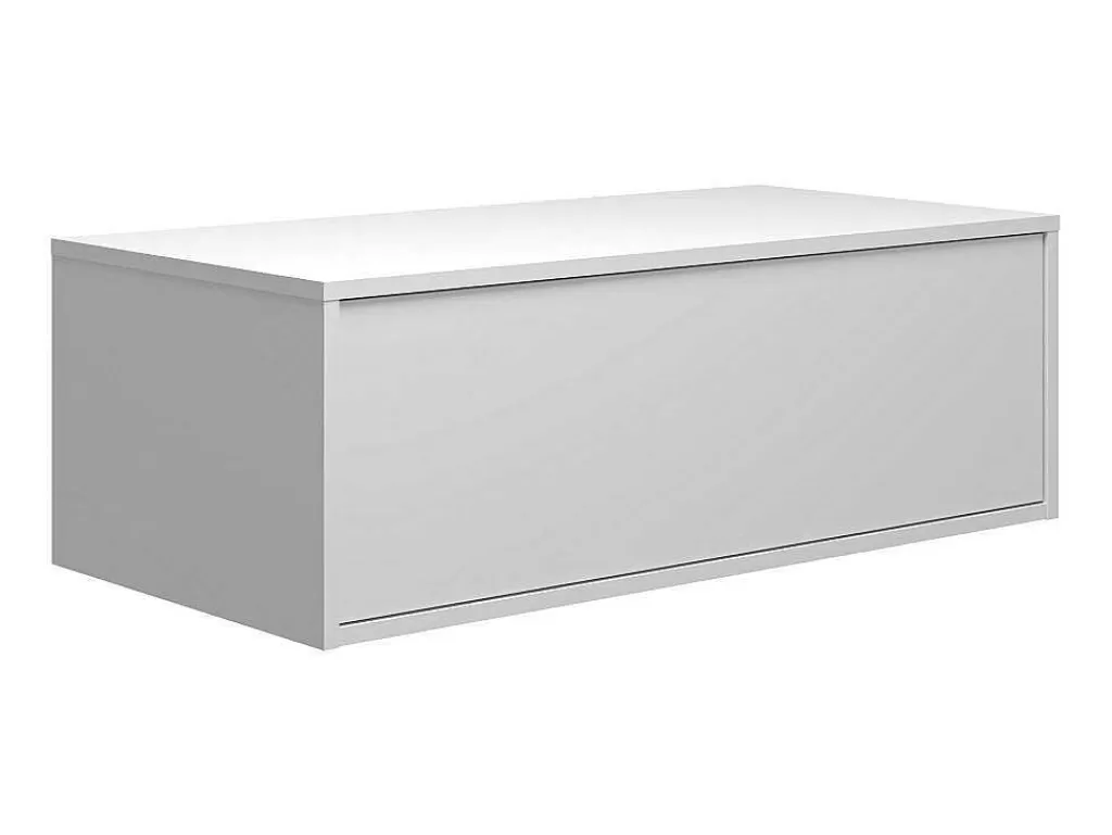 Móvel Lavatório Individual*Vente-unique Móvel De Casa De Banho Suspenso Natural Escuro E Branco Com Lavatório Individual E Duas Gavetas 94 Cm - Teana Ii