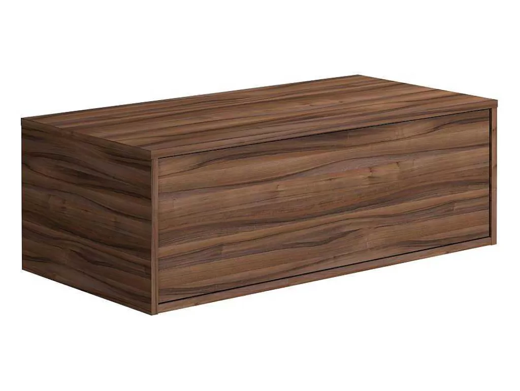 Móvel Lavatório Individual*Vente-unique Móvel De Casa De Banho Suspenso Natural Escuro E Branco Com Lavatório Individual E Duas Gavetas 94 Cm - Teana Ii