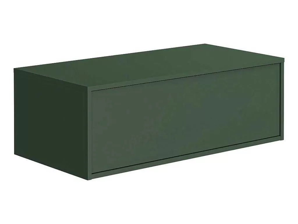Promoções Casa De Banho & Bem-Estar*Vente-unique Móvel De Casa De Banho Suspenso Verde E Branco Lavatório Individual E Duas Gavetas 94 Cm - Teana Ii