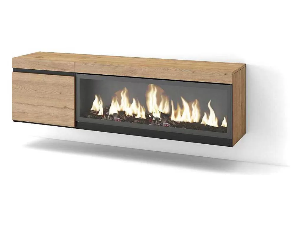 Móvel De Tv*Skraut Home Móvel De Tv, 160, Para Televisores Ate 65", Lareira Electrica Xxl, Suspensos, Carvahlo
