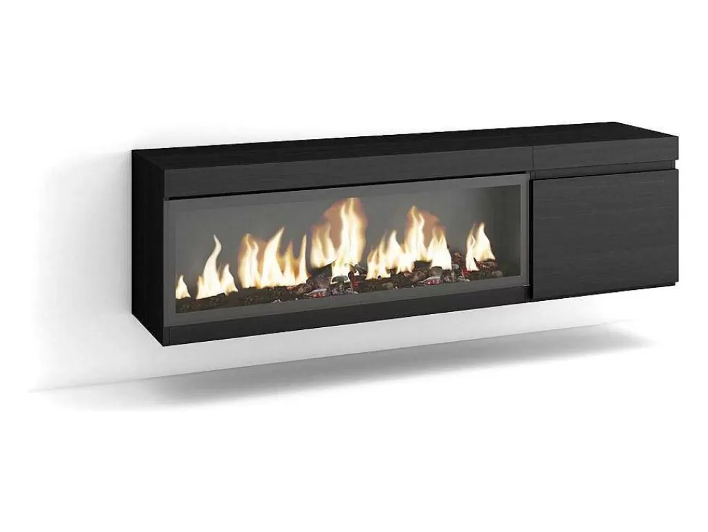 Móvel De Tv*Skraut Home Móvel De Tv, 160, Para Televisores Ate 65", Lareira Electrica Xxl, Suspensos, Preto
