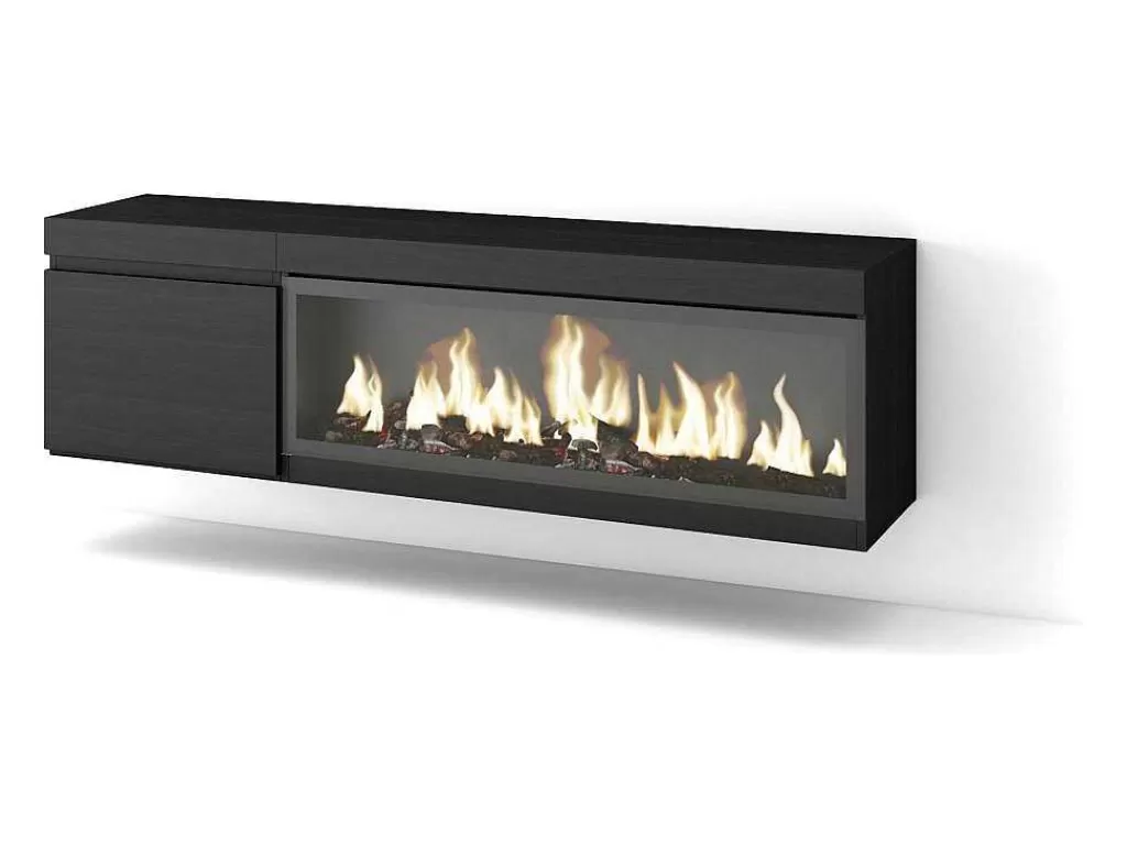 Móvel De Tv*Skraut Home Móvel De Tv, 160, Para Televisores Ate 65", Lareira Electrica Xxl, Suspensos, Preto