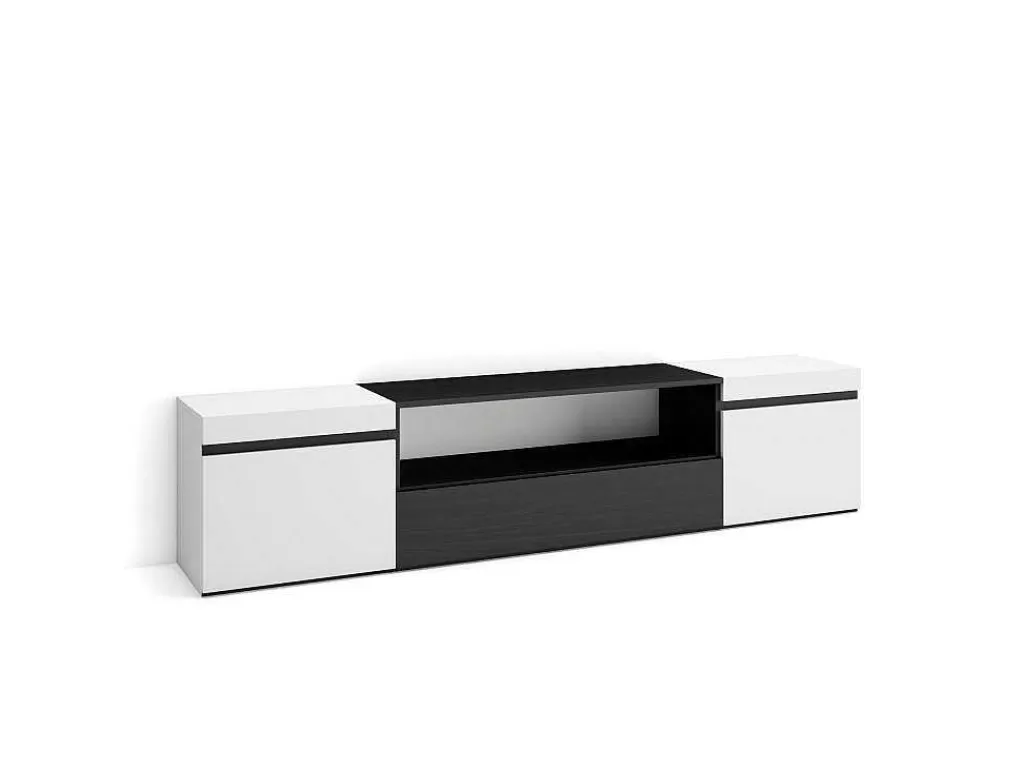 Móvel De Tv*Skraut Home Móvel De Tv, 200X45X35Cm, Para Televisores Ate 80", Estante Para Tv, Branco E Preto
