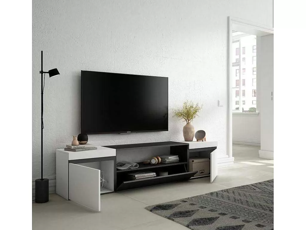 Móvel De Tv*Skraut Home Móvel De Tv, 200X45X35Cm, Para Televisores Ate 80", Estante Para Tv, Branco E Preto
