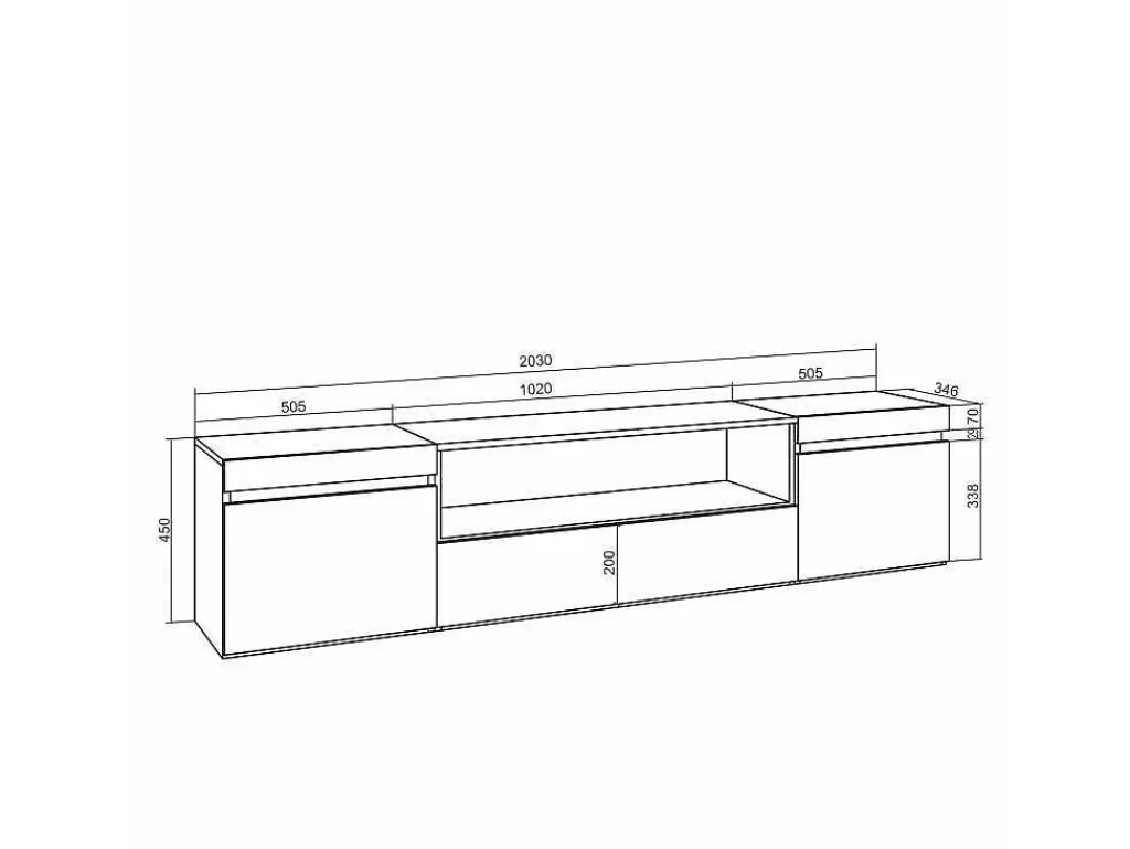 Móvel De Tv*Skraut Home Móvel De Tv, 200X45X35Cm, Para Televisores Ate 80", Estante Para Tv, Branco E Preto