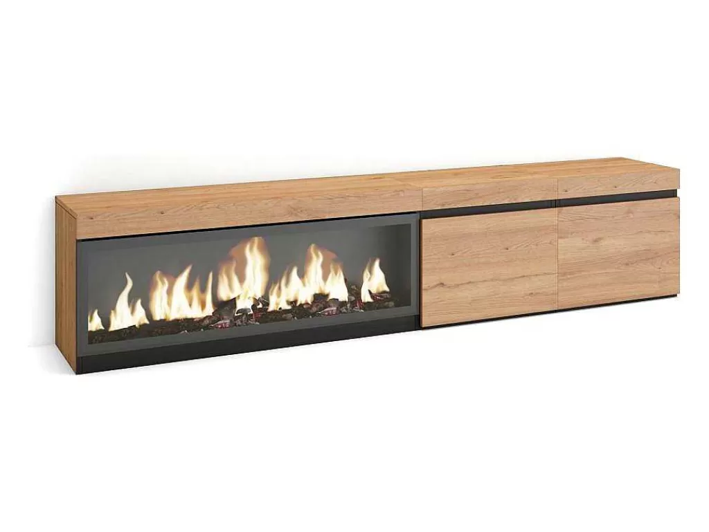 Móvel De Tv*Skraut Home Móvel De Tv, 210, Para Televisores Ate 80", Lareira Electrica Xxl, Carvahlo