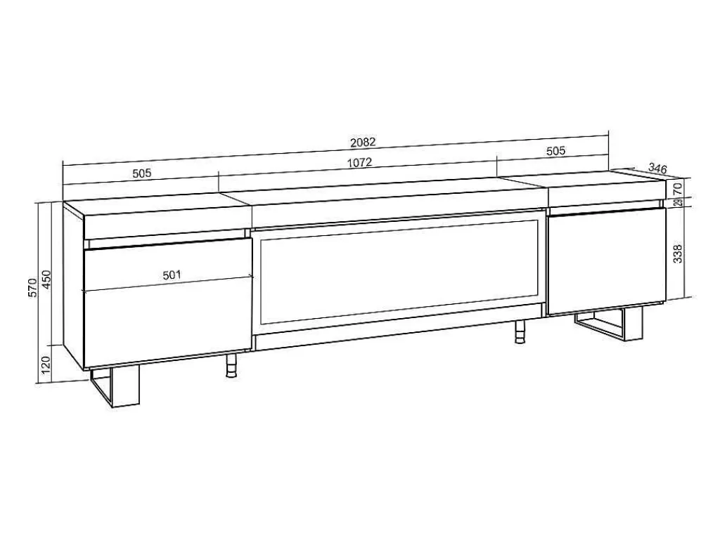 Móvel De Tv*Skraut Home Móvel De Tv, 210, Para Televisores Ate 80", Lareira Electrica Xxl, Design Industrial, Preto