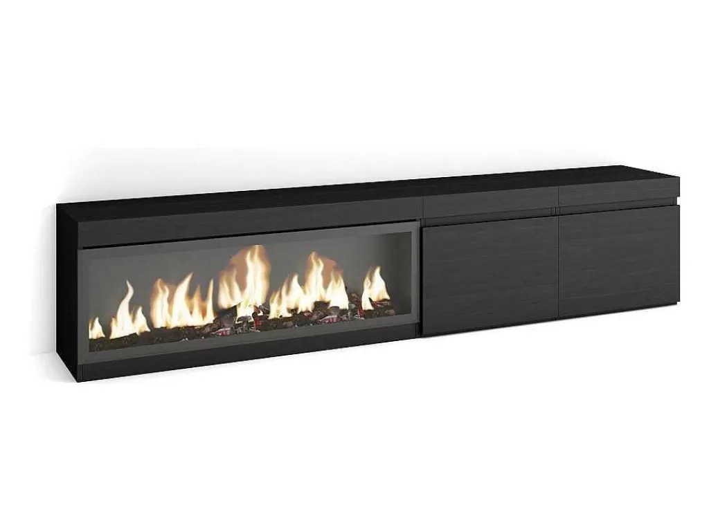 Móvel De Tv*Skraut Home Móvel De Tv, 210, Para Televisores Ate 80", Lareira Electrica Xxl, Preto