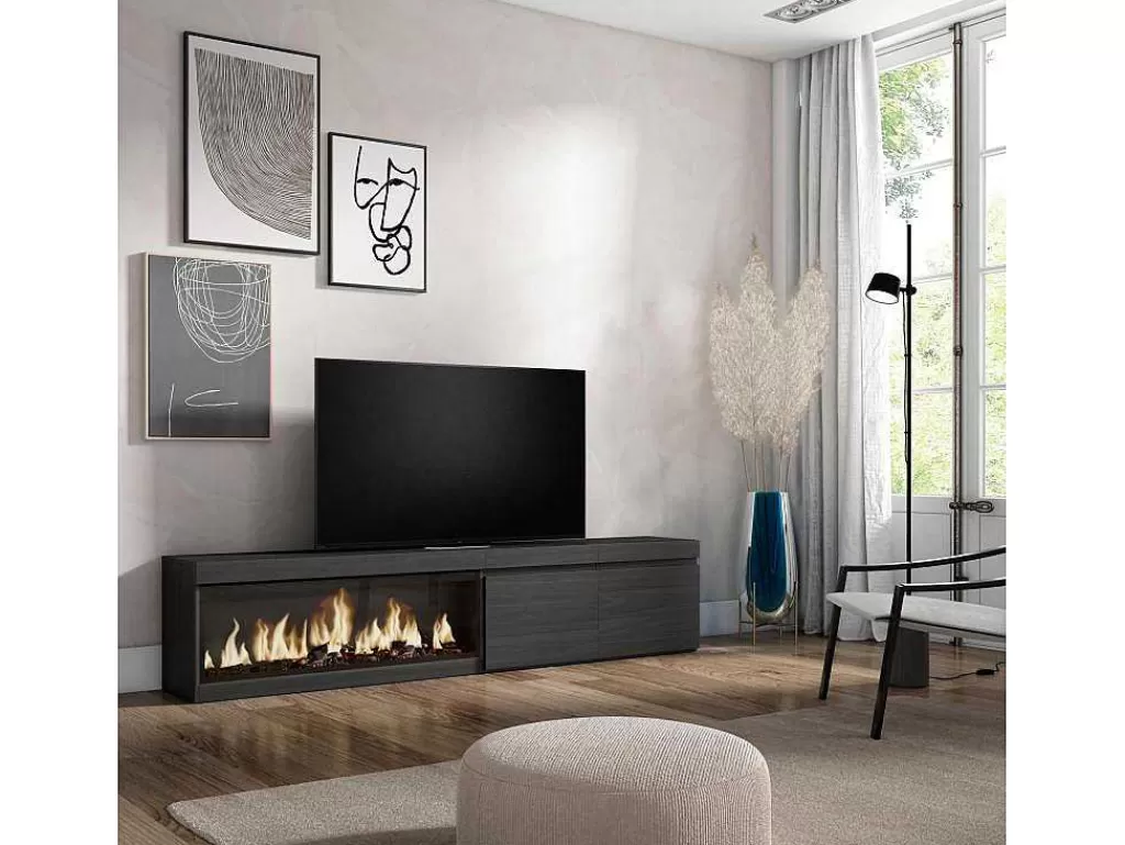 Móvel De Tv*Skraut Home Móvel De Tv, 210, Para Televisores Ate 80", Lareira Electrica Xxl, Preto