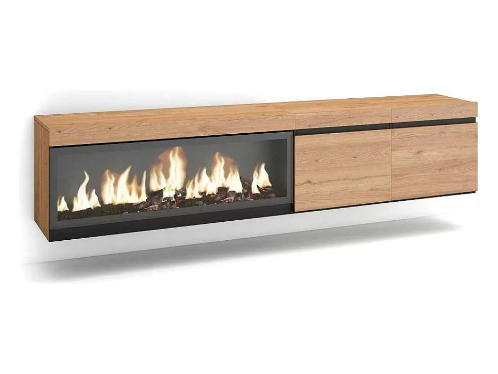 Móvel De Tv*Skraut Home Móvel De Tv, 210, Para Televisores Ate 80", Lareira Electrica Xxl, Suspensos, Carvahlo