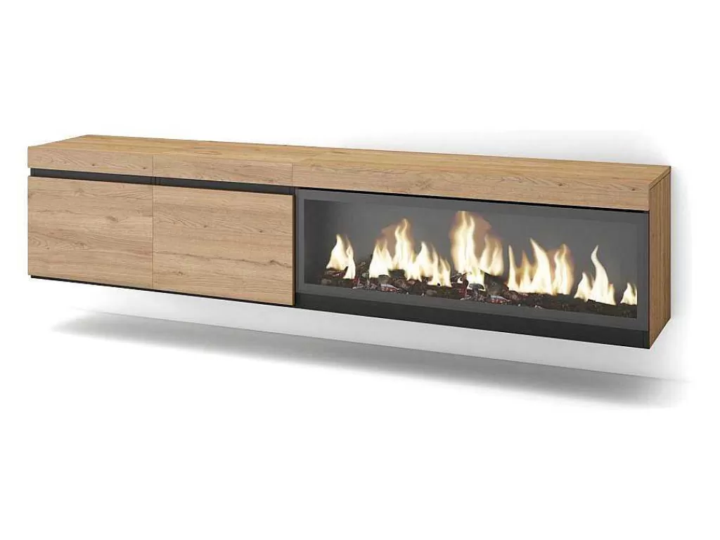 Móvel De Tv*Skraut Home Móvel De Tv, 210, Para Televisores Ate 80", Lareira Electrica Xxl, Suspensos, Carvahlo