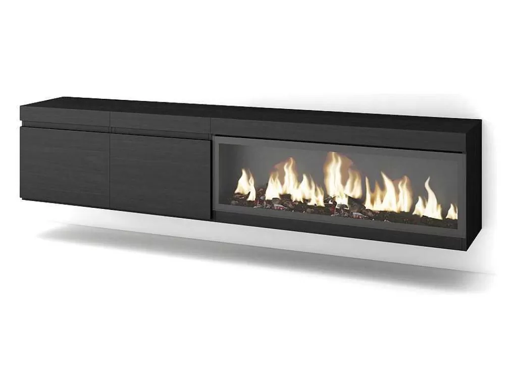 Móvel De Tv*Skraut Home Móvel De Tv, 210, Para Televisores Ate 80", Lareira Electrica Xxl, Suspensos, Preto