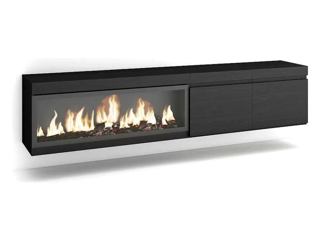 Móvel De Tv*Skraut Home Móvel De Tv, 210, Para Televisores Ate 80", Lareira Electrica Xxl, Suspensos, Preto