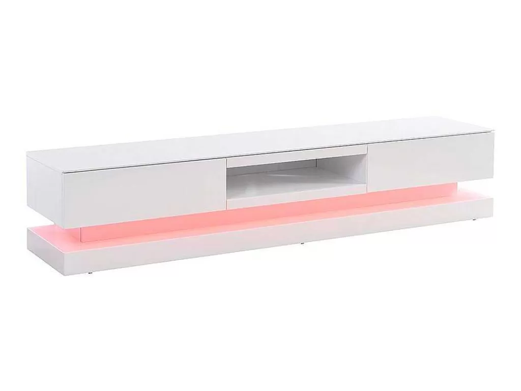 Móvel De Tv*Vente-unique Móvel De Tv - Mdf Lacado A Branco - Leds - 2 Gavetas E 1 Nicho - Firmament