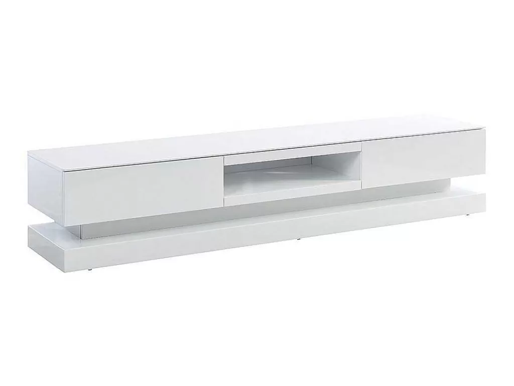 Móvel De Tv*Vente-unique Móvel De Tv - Mdf Lacado A Branco - Leds - 2 Gavetas E 1 Nicho - Firmament