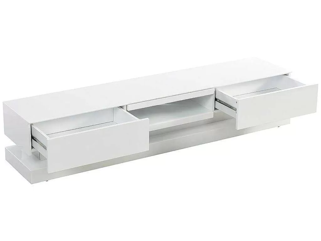 Móvel De Tv*Vente-unique Móvel De Tv - Mdf Lacado A Branco - Leds - 2 Gavetas E 1 Nicho - Firmament