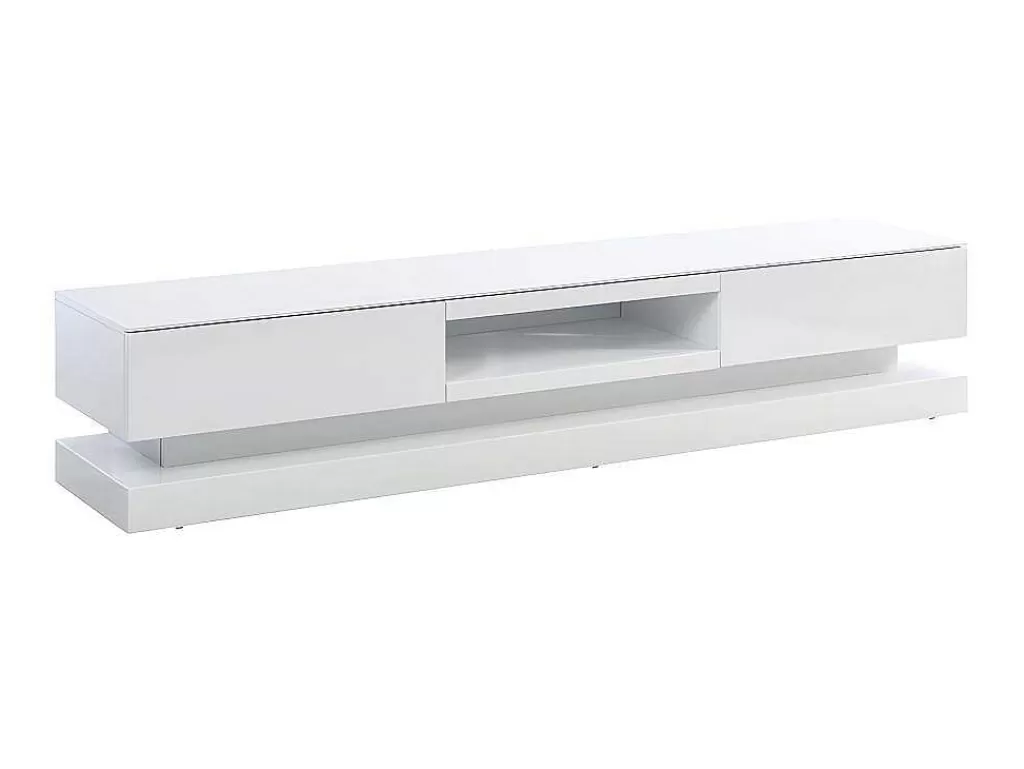 Móvel De Tv*Vente-unique Móvel De Tv - Mdf Lacado A Branco - Leds - 2 Gavetas E 1 Nicho - Firmament