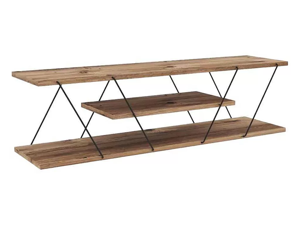 Móvel De Tv*Vente-unique Móvel De Tv Com 2 Prateleiras Cor Natural E Preto - Delory