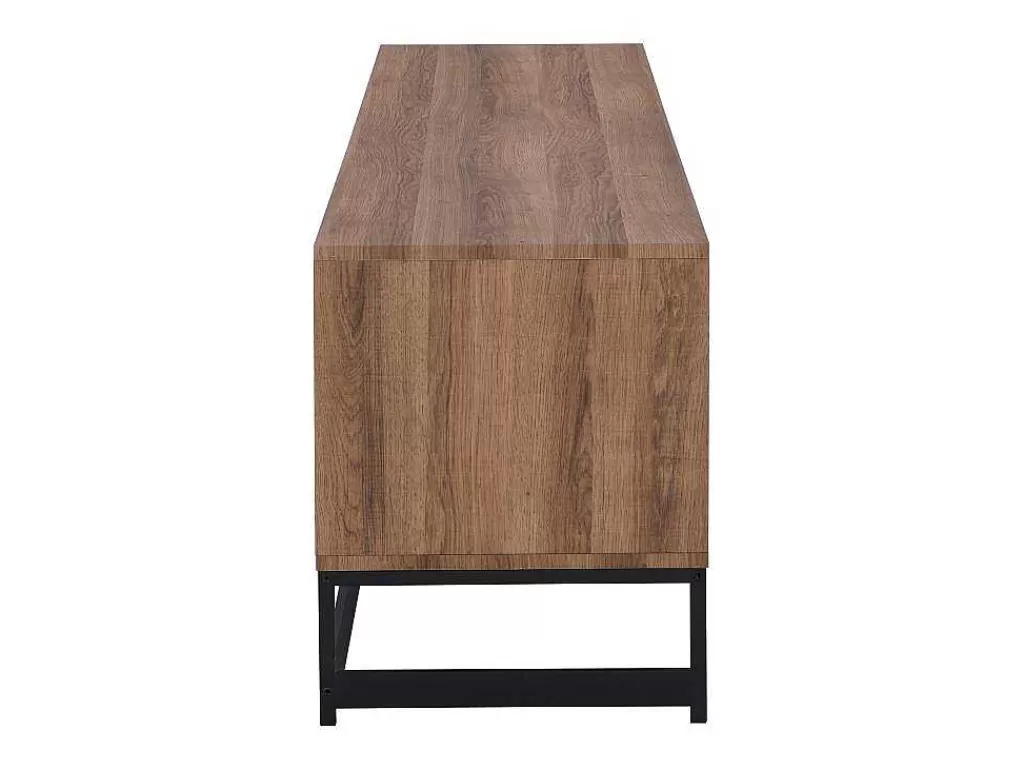 Móvel De Tv*Vente-unique Móvel De Tv Com 3 Portas E 2 Nichos Em Mdf Cor Natural E Preto - Caratana