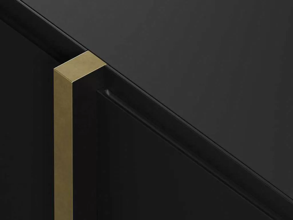 Móvel De Tv*Vente-unique Móvel De Tv Com 4 Portas Em Mdf Preto E Dourado - Luvonia