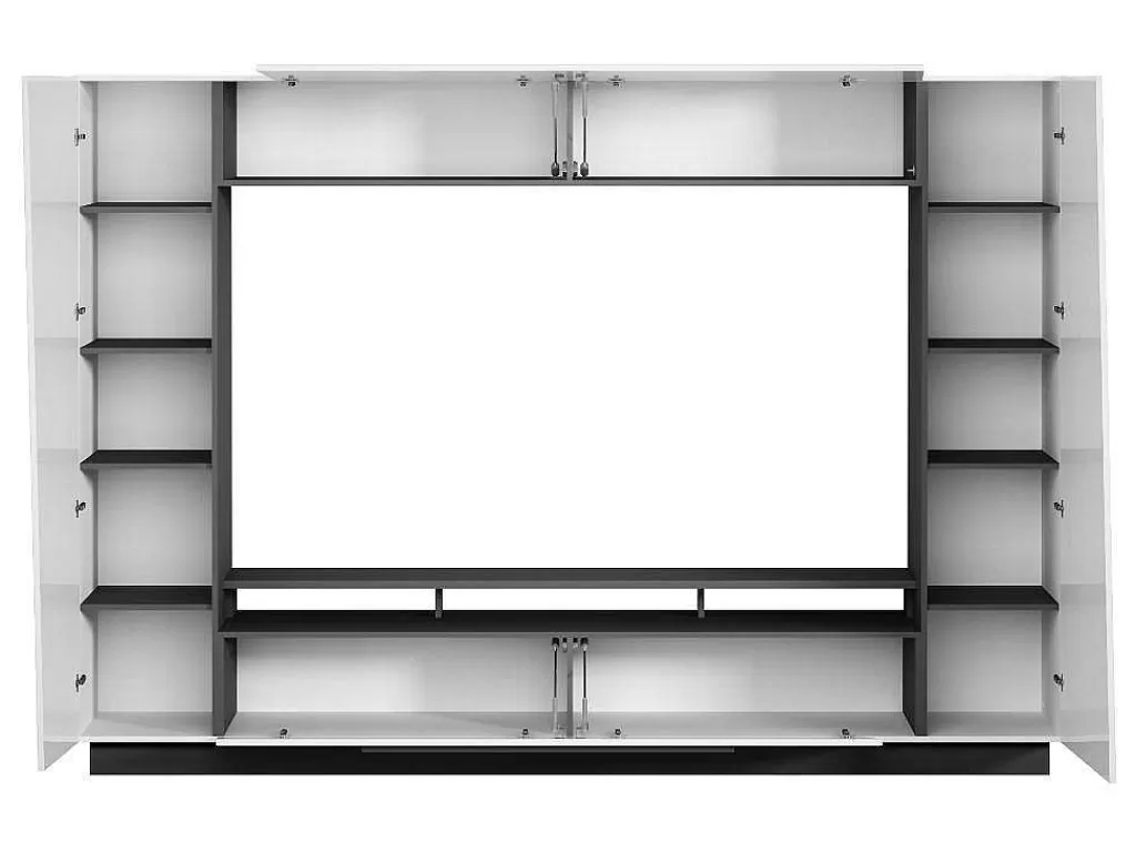 Móvel De Tv*Vente-unique Móvel De Tv Com Espacos De Arrumação E Com Leds - Mdf Lacado A Branco - Chace