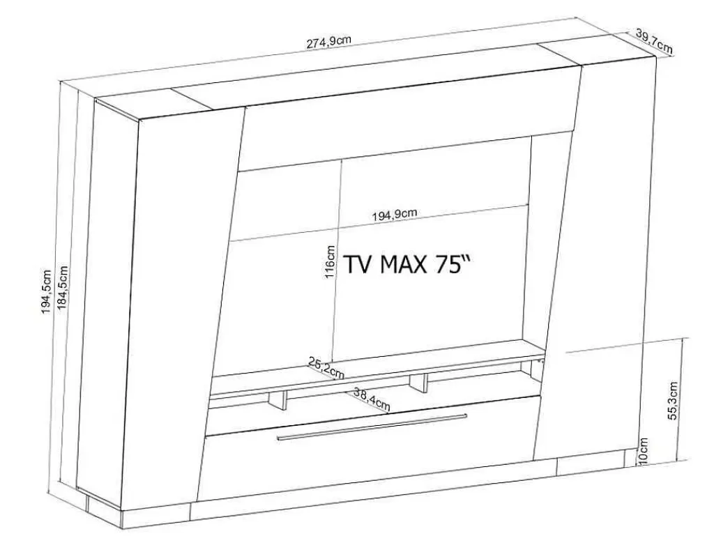 Móvel De Tv*Vente-unique Móvel De Tv Com Espacos De Arrumação E Com Leds - Mdf Lacado A Branco - Chace