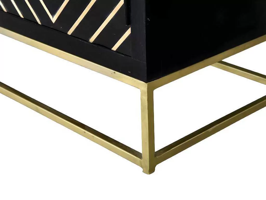 Móvel De Tv*Vente-unique Móvel De Tv Prismin - 2 Portas E 2 Nichos - Mangueira E Metal - Preto