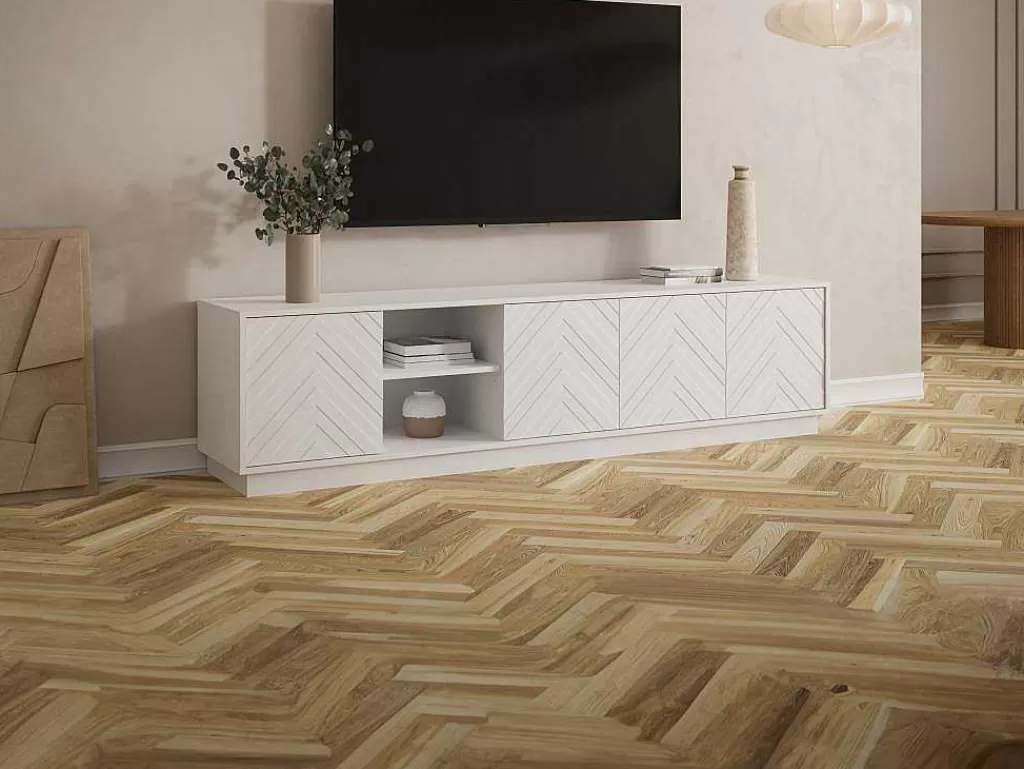 Móvel De Tv*Vente-unique Móvel De Tv Suspenso Com 4 Portas E 2 Nichos Em Mdf Branco - Redonia