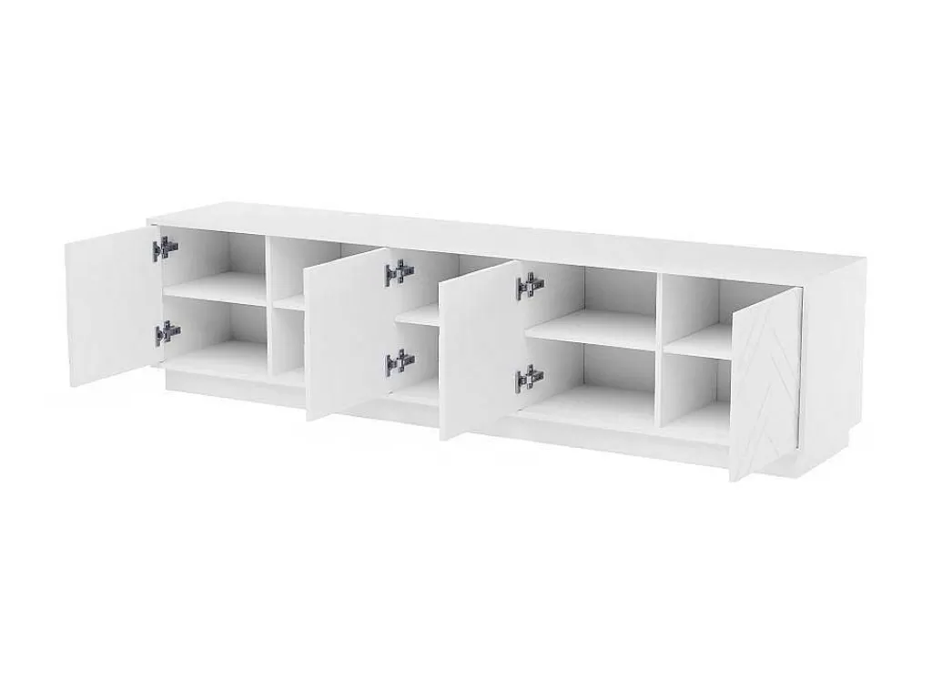 Móvel De Tv*Vente-unique Móvel De Tv Suspenso Com 4 Portas E 2 Nichos Em Mdf Branco - Redonia