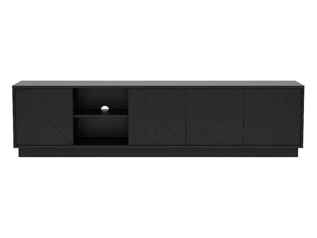 Móvel De Tv*Vente-unique Móvel De Tv Suspenso Com 4 Portas E 2 Nichos Em Mdf Preto - Redonia