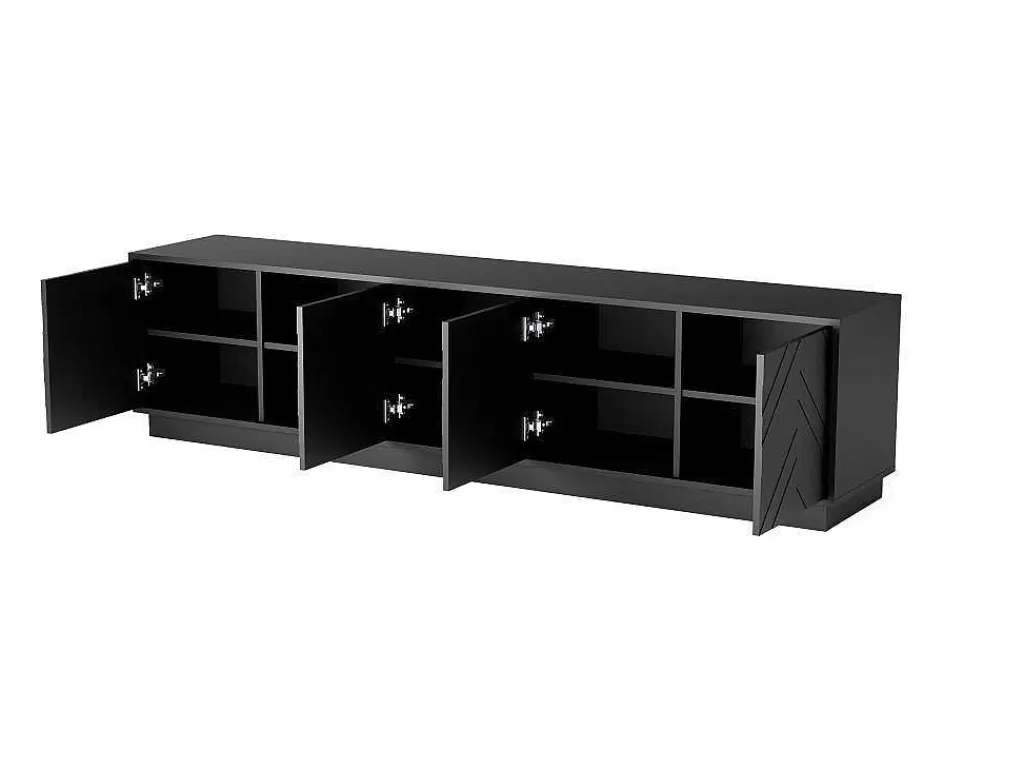 Móvel De Tv*Vente-unique Móvel De Tv Suspenso Com 4 Portas E 2 Nichos Em Mdf Preto - Redonia